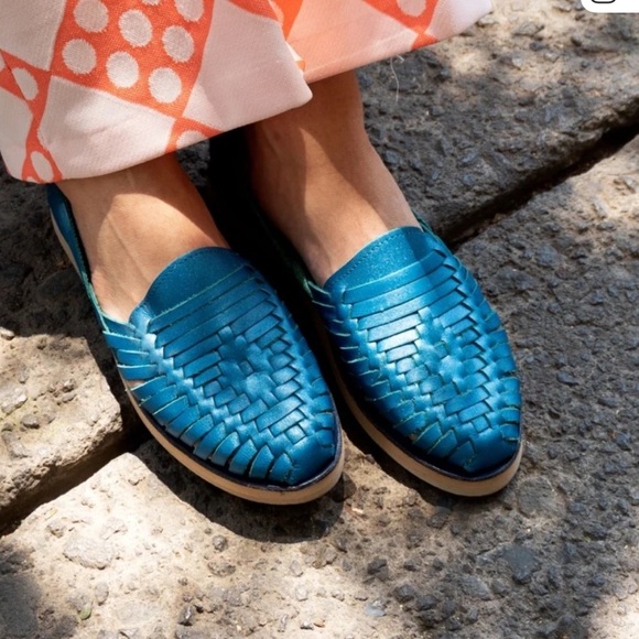 Espiritu Huarache slip on leather flats Sapphire Classics - Picture 8 of 10